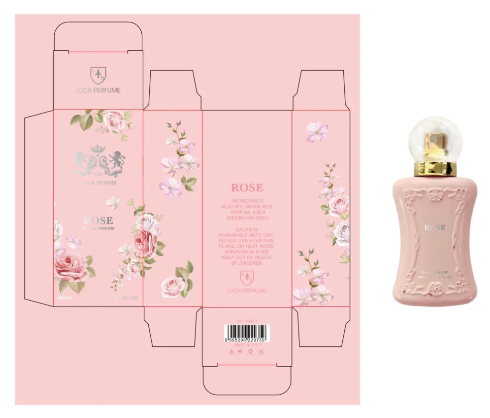 Woda perfumowana Luca Perfume Rose 30ml damska w kwiatowym opakowaniu