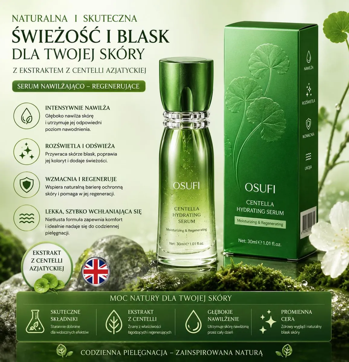 Serum do twarzy OSUFI Centella Hydrating 30ml nawilżająco-regenerujące