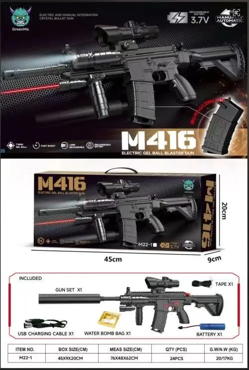 Karabin M416 na kulki żelowe GreenMo elektryczny z celownikiem