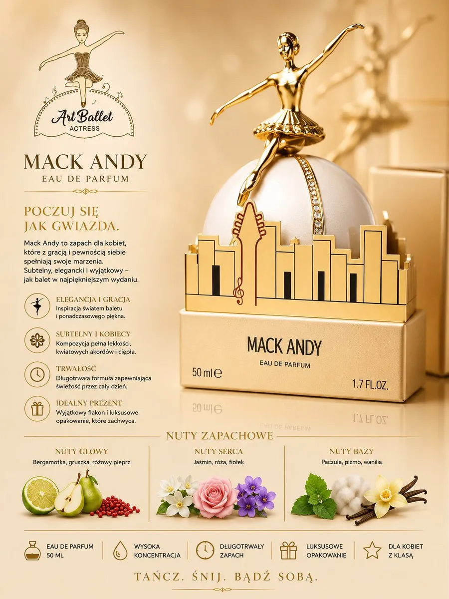 Woda perfumowana Mack Andy Art Ballet 50ml damska z figurką baletnicy
