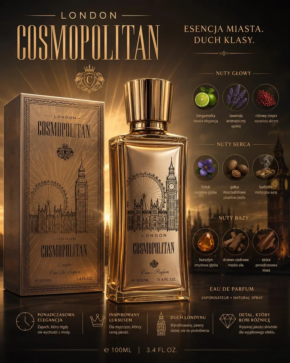 Woda Perfumowana London Cosmopolitan 100ml Męska Elegancka