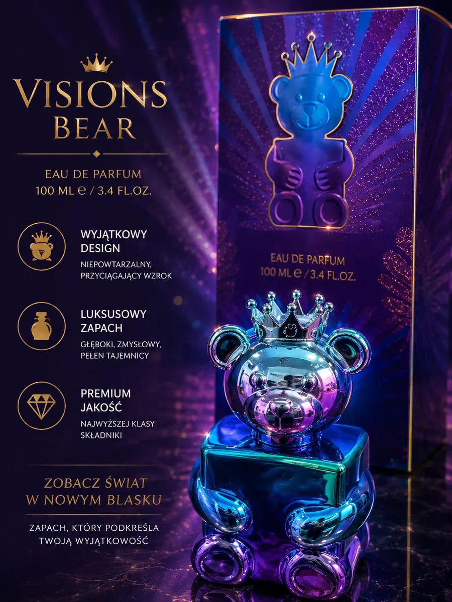 Woda Perfumowana Visions Bear 100ml Flakon Miś z Koroną