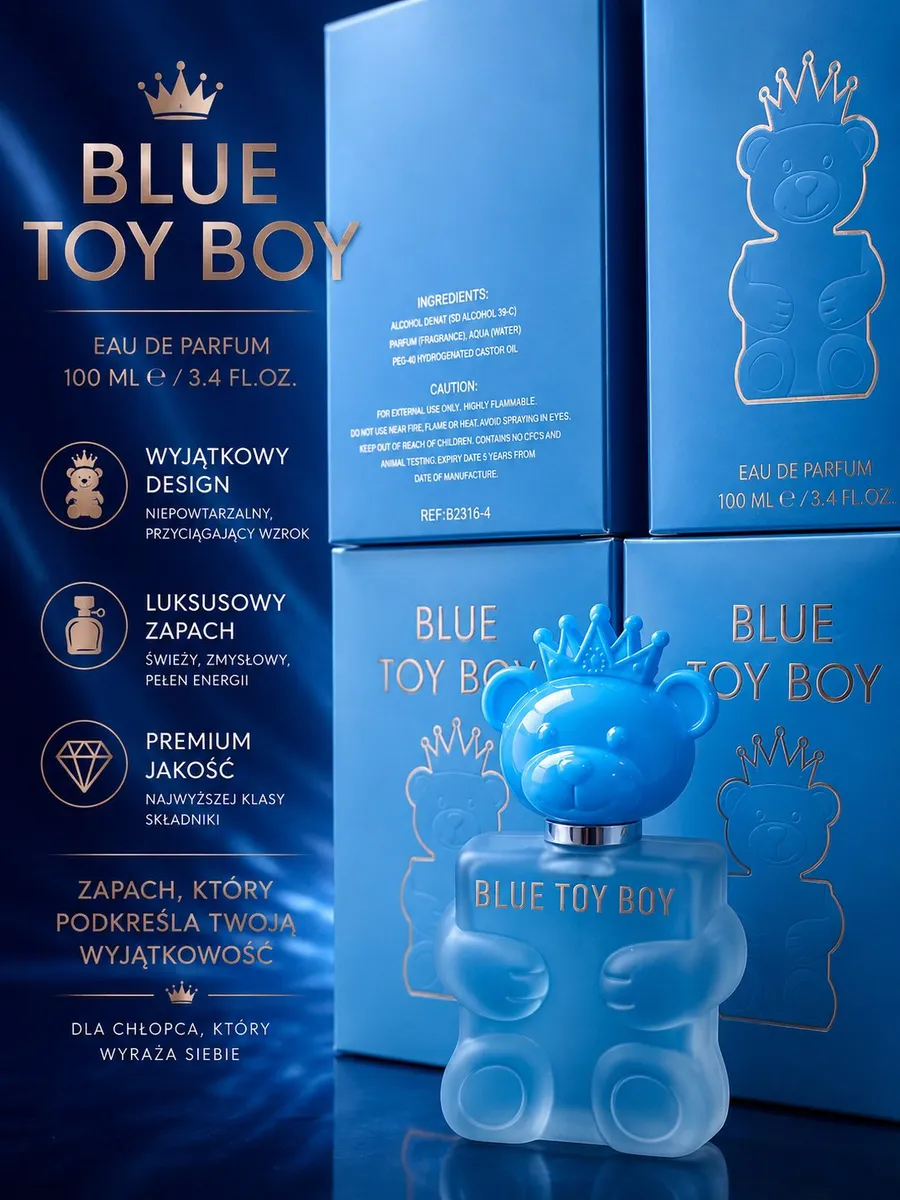 Woda Perfumowana Blue Toy Boy 100ml Męska w Kształcie Misia