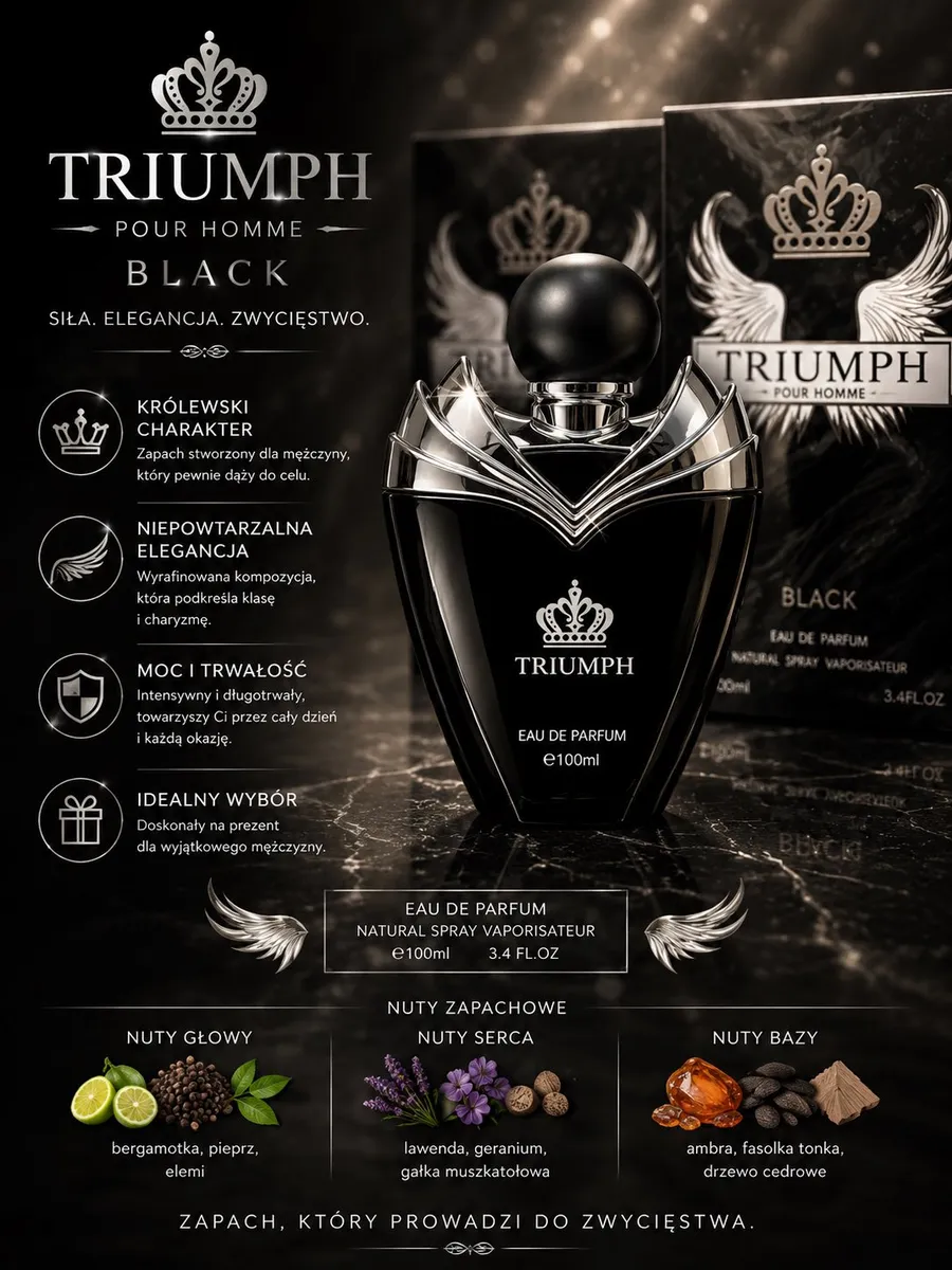 Woda perfumowana męska Triumph Black 100ml elegancki zapach