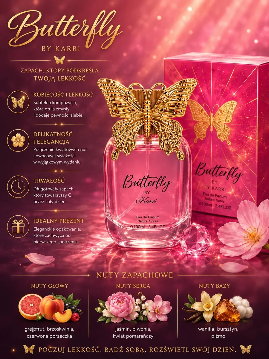 Woda Perfumowana Butterfly by Karri 100ml Kwiatowo-Owocowa