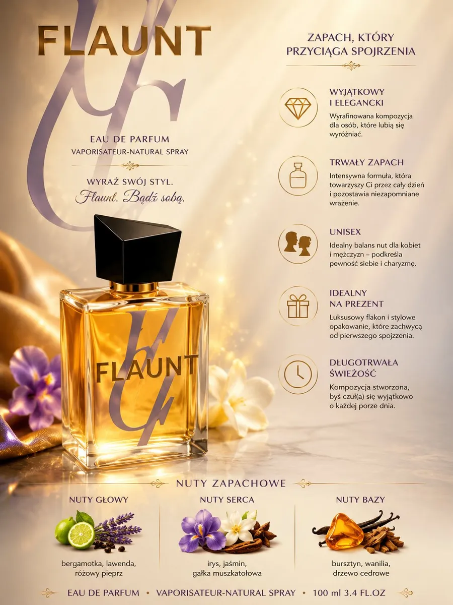 Woda Perfumowana FLAUNT Unisex 100ml - Elegancki Zapach
