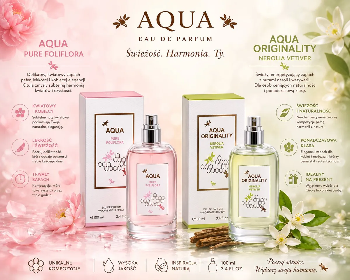 Woda Perfumowana Aqua 100ml - Zestaw Zapachów Kwiatowych i Cytrusowych