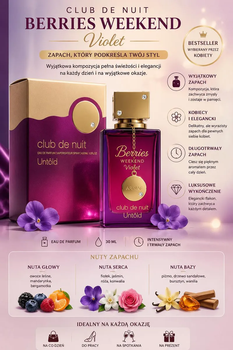 Woda perfumowana Armaf Club de Nuit Berries Weekend Violet 30ml