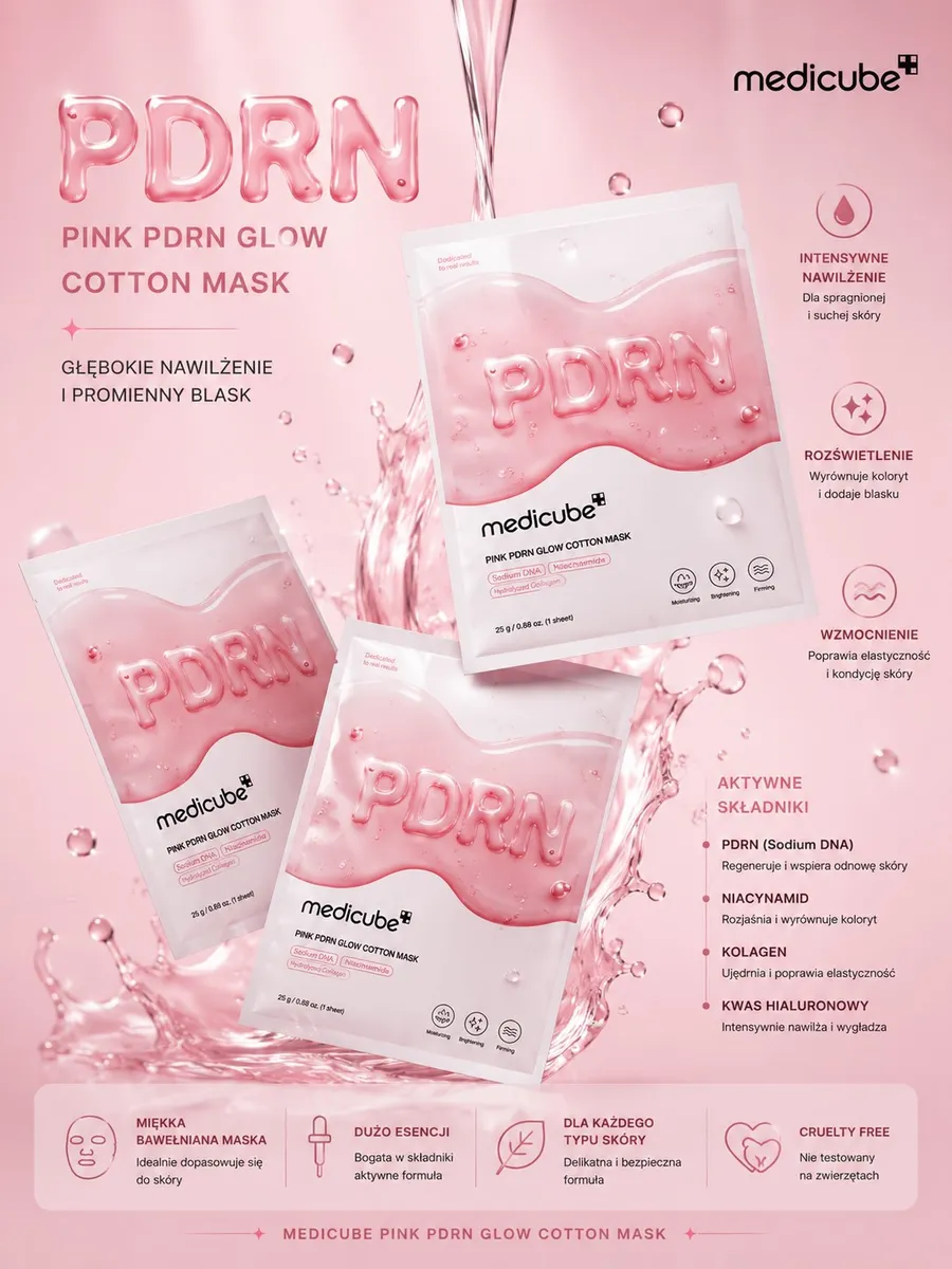 Maska w płachcie Medicube Pink PDRN Glow Cotton Mask 25g