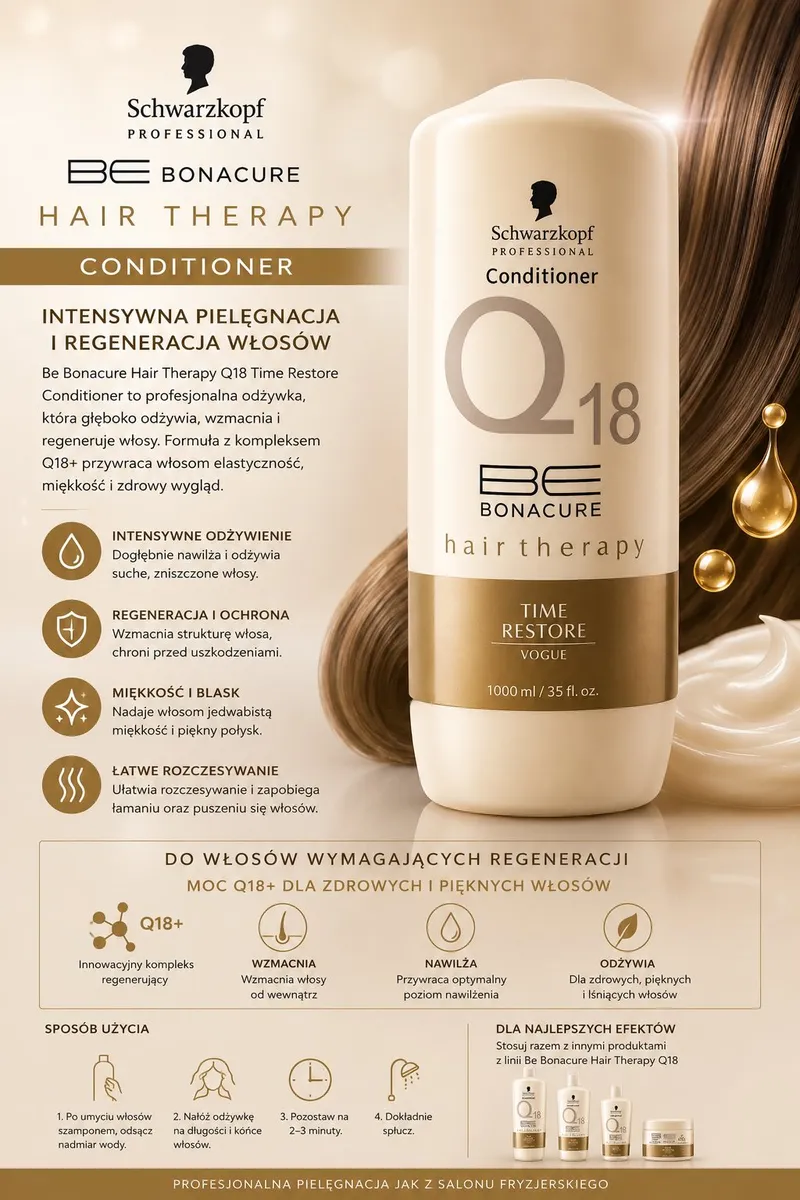Odżywka Schwarzkopf Be Bonacure Q18 Time Restore 1000ml