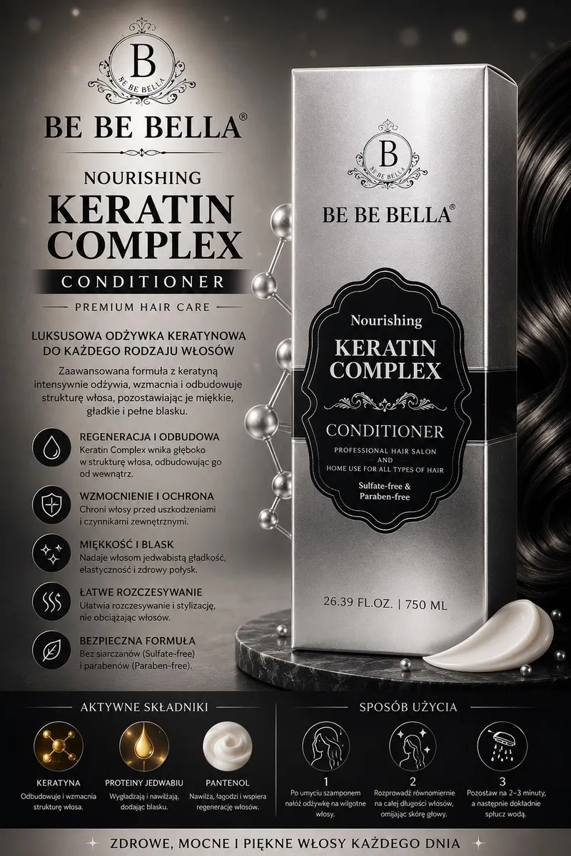 Odżywka Keratynowa Be Be Bella Nourishing 750ml do Włosów