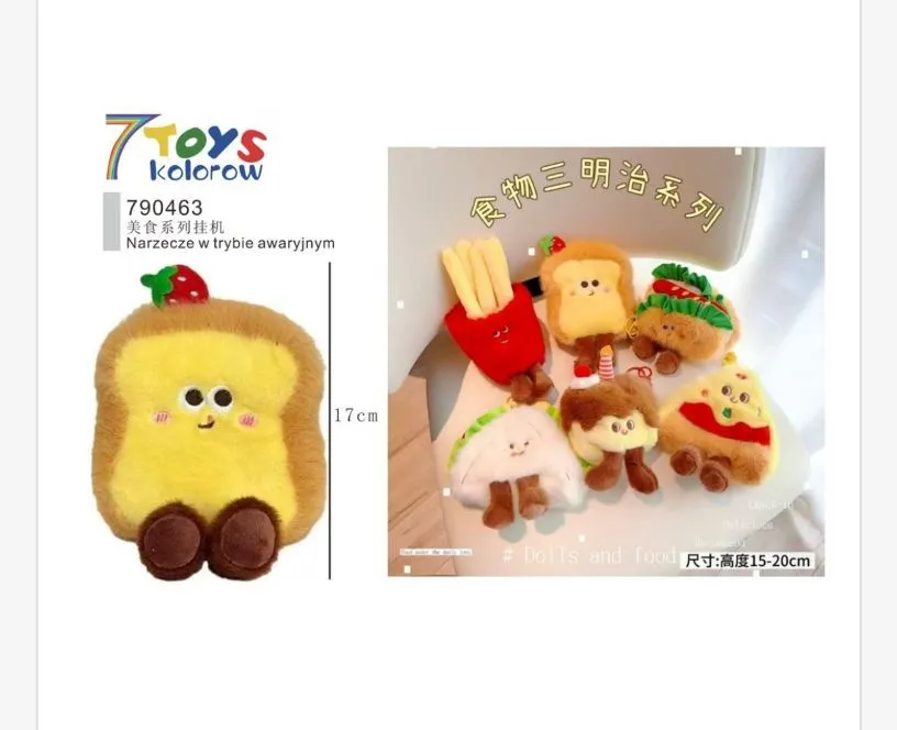 Maskotka Tost z Truskawką 17cm Pluszowa Zawieszka