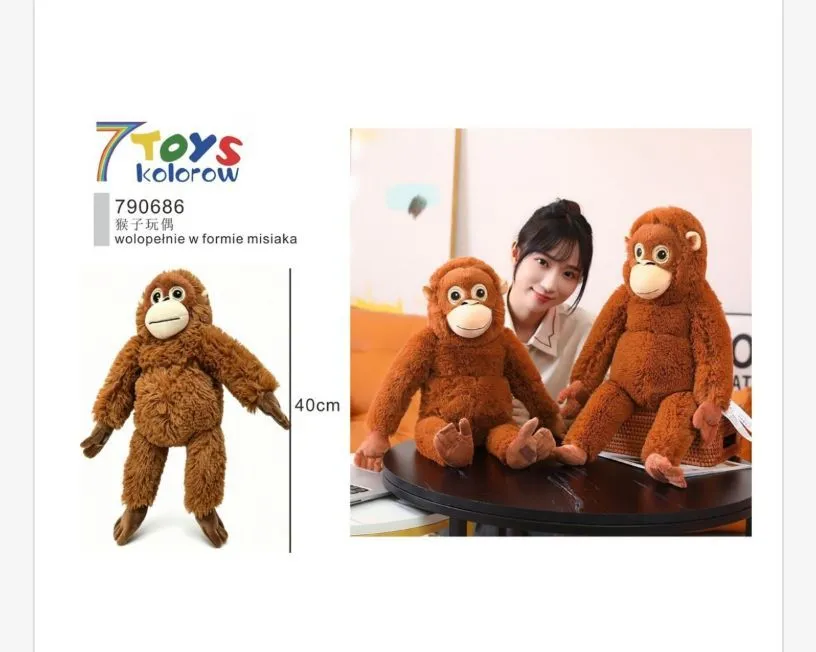 Maskotka Małpka Pluszowa Brązowa 40cm