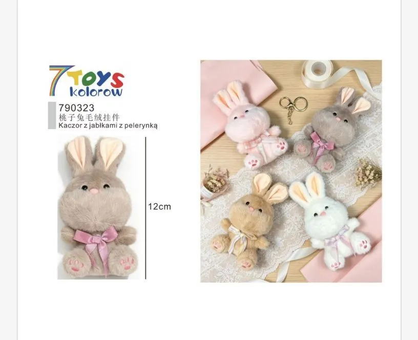 Maskotka Królik z Kokardą 12cm Beżowy