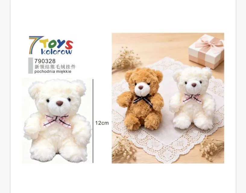 Maskotka Miś 12cm Pluszowy z Kokardą Beżowy