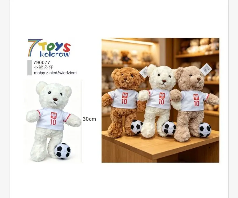 Miś Pluszowy z Piłką Reprezentacja Polski 30cm