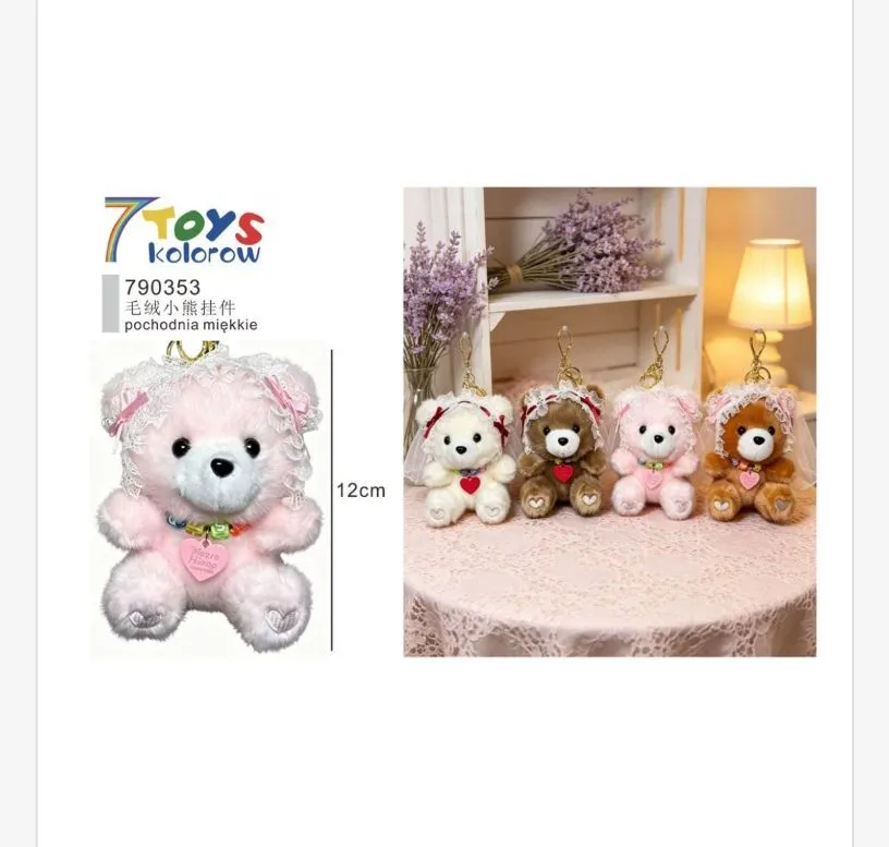 Maskotka Miś z Koronką Brelozek 12cm Różowy
