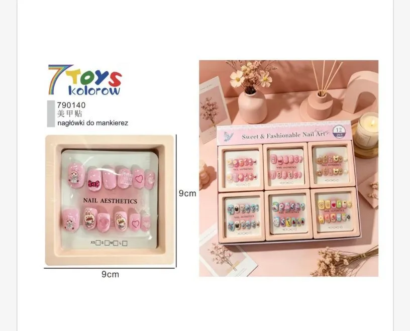 Zestaw tipsów do paznokci dla dzieci 12 wzorów Sweet Nail Art