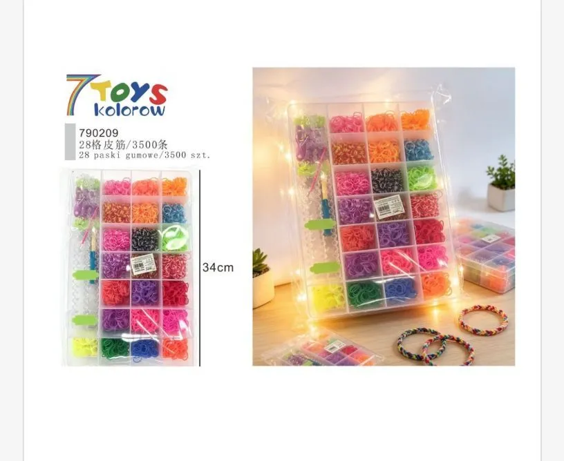 Zestaw 3500 Gumek do Włosów w Organizerze 7TOYS Kolorowy