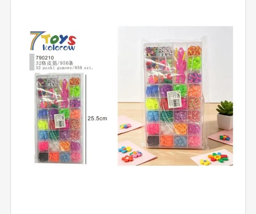 Zestaw Gumek do Włosów 32 Kolory w Organizerze 25.5cm