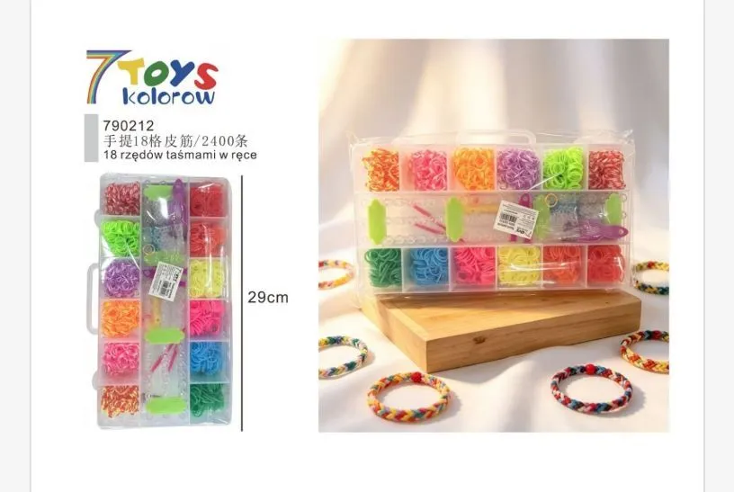 Zestaw Gumek do Robienia Bransoletek 7TOYS Kolorow 2400szt 29cm