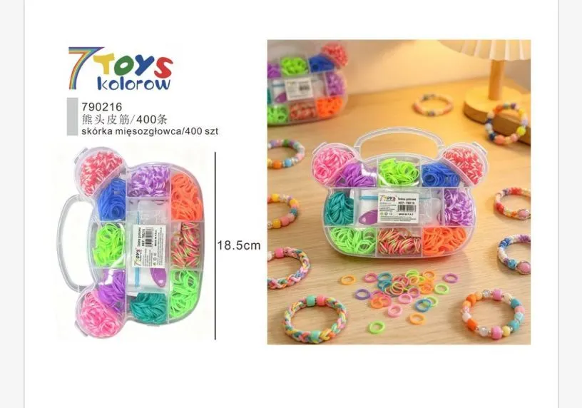 Zestaw Gumek do Włosów 7TOYS Kolorowych 400 szt. w Pudełku