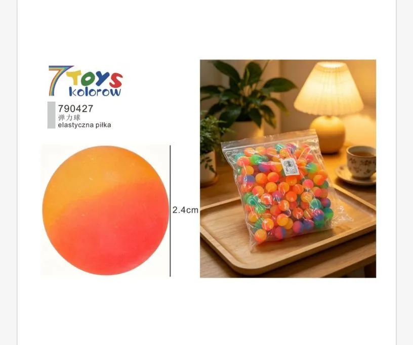 Elastyczna Piłka Gumowa 7TOYS Kolorowa 2.4cm