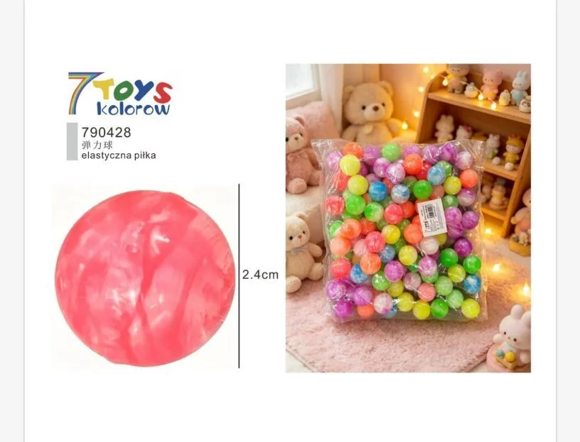 Elastyczne Piłki Gumowe Kolorowe 2.4cm 7TOYS