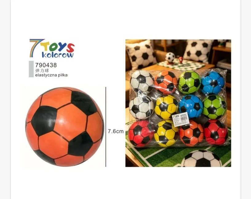 Piłka Nożna Elastyczna 7.6cm Kolorowa 7 Toys