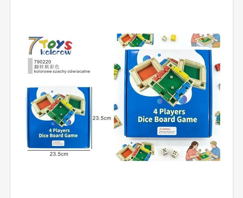 Gra Planszowa 4 Graczy Kolorowe Szachy Odwracalne 23.5cm