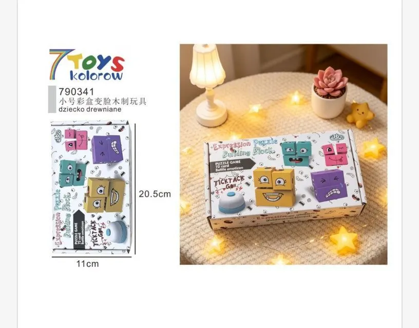 Klocki Drewniane Emotki Expression Puzzle 6 szt