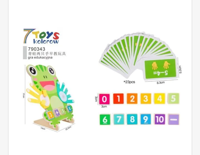 Gra Edukacyjna Żaba Liczenie Kolory Drewniana 7TOYS