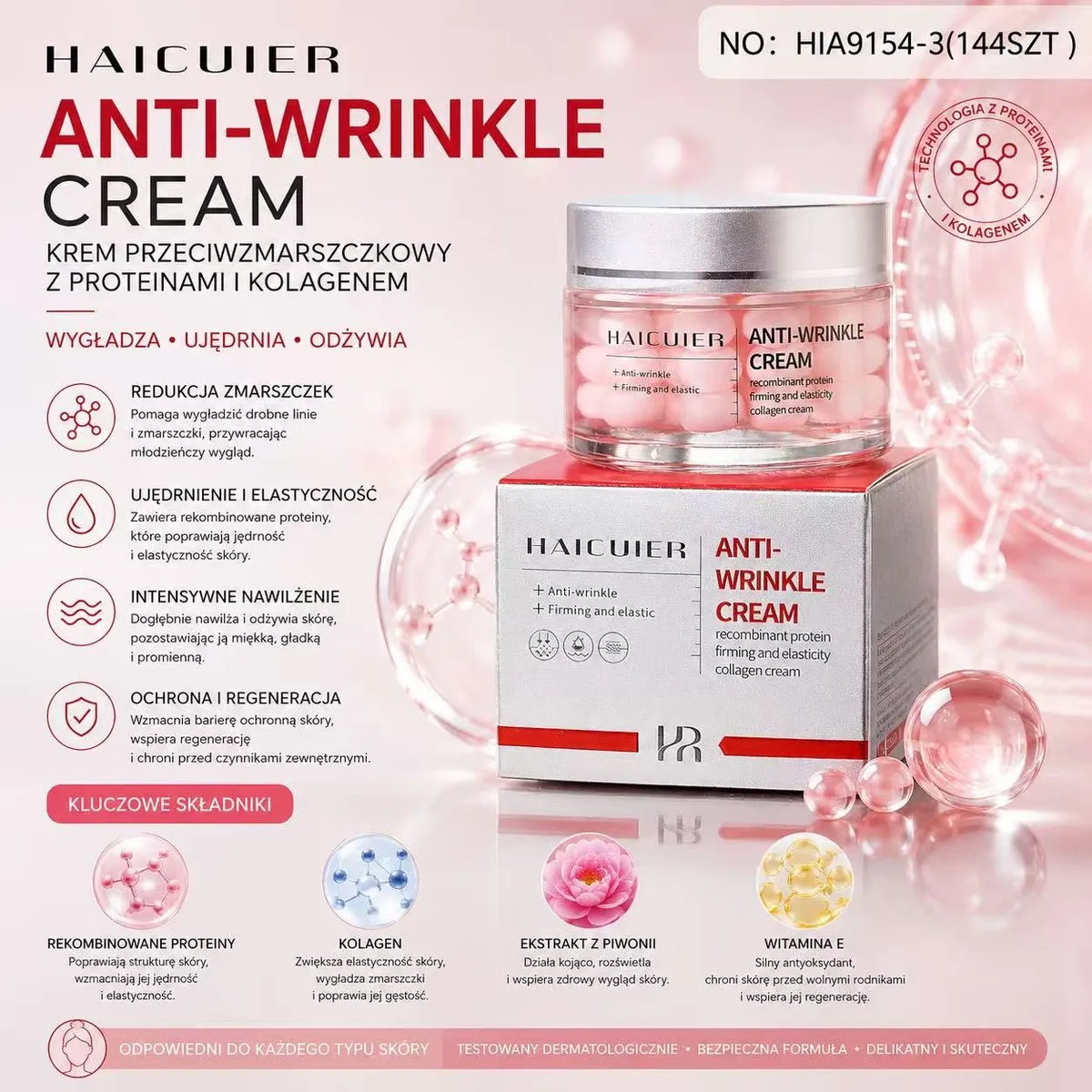 Haicuiier Krem Przeciwzmarszczkowy z Kolagenem i Proteinami 50ml