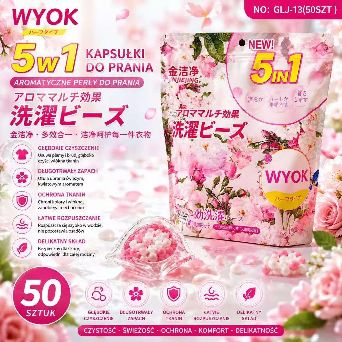 Kapsułki do Prania WYOK 5w1 Kwiatowe 50 szt