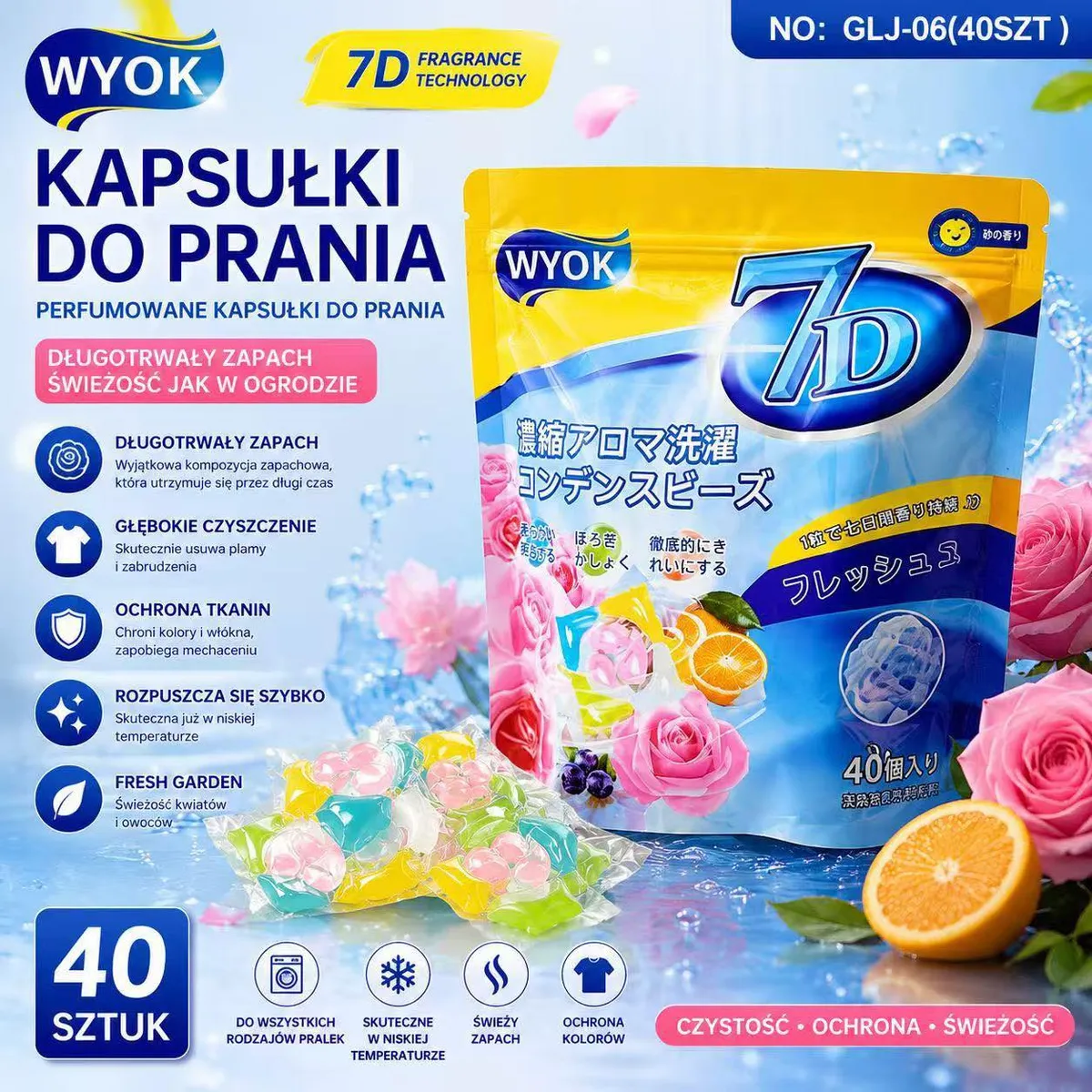 Kapsułki do Prania Wyok 7D Fresh Garden 40 szt.