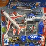 Zestaw Zabawek Policja Samolot Helikopter Motocykl 6w1