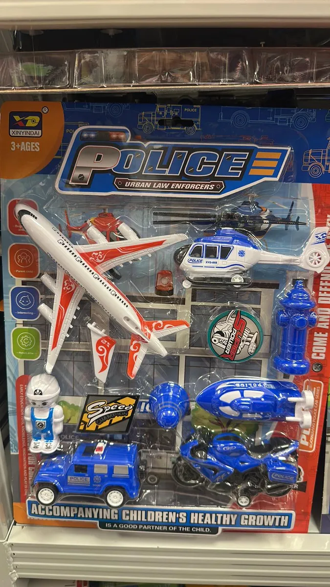 Zestaw Zabawek Policja Samolot Helikopter Motocykl 6w1