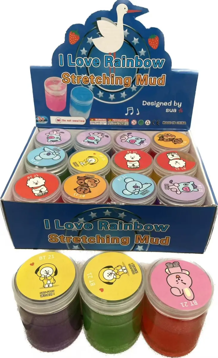 I Love Rainbow Stretching Mud BT21 3-pak