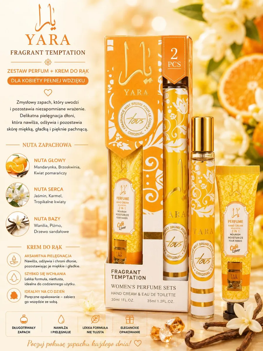Zestaw Yara Perfume + Krem do Rąk 2w1 Café Lover