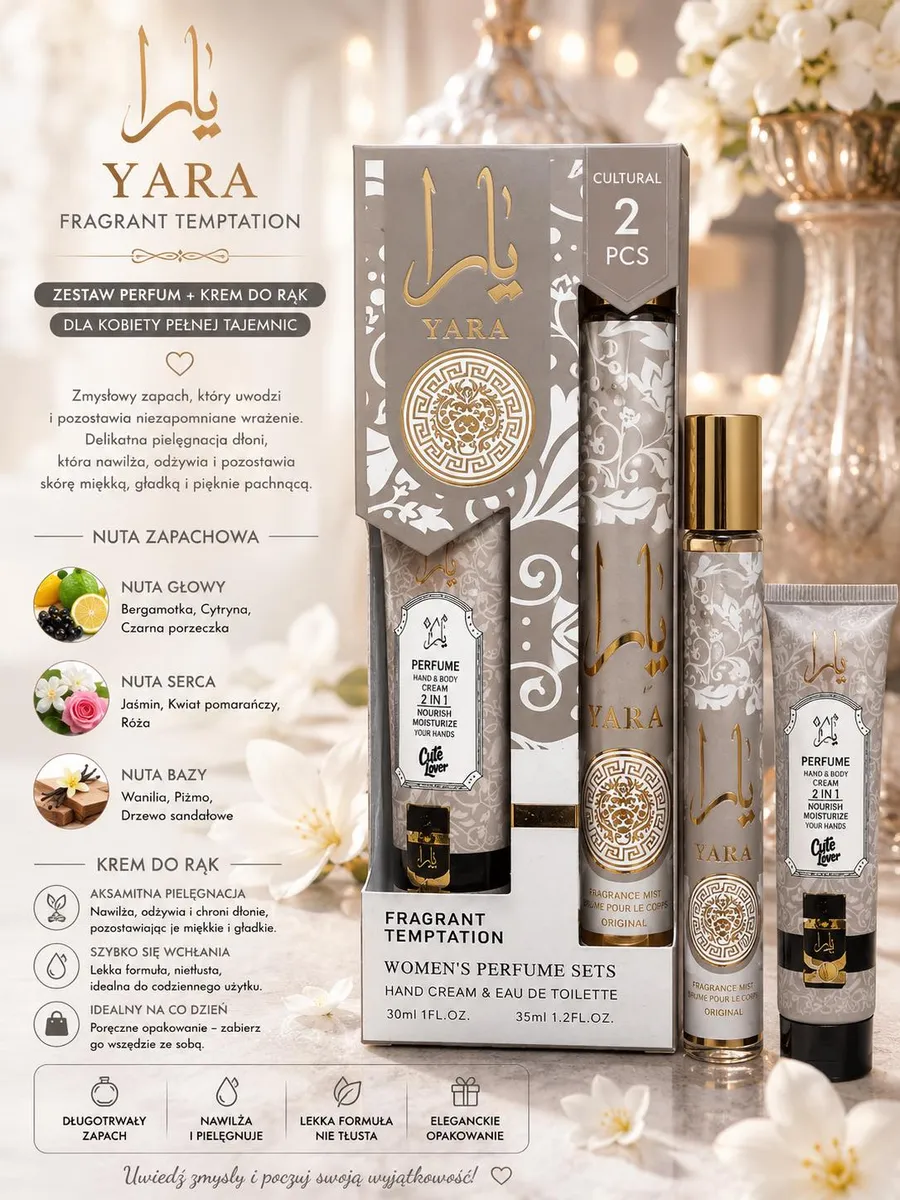 Zestaw Yara Fragrant Temptation Perfumy + Krem do Rąk 2 szt