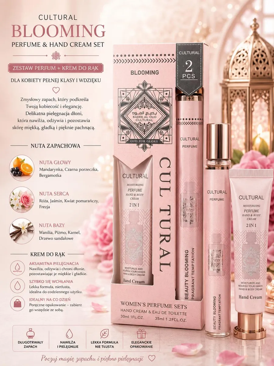 Zestaw Perfum Cultural Blooming z Kremem do Rąk 2w1