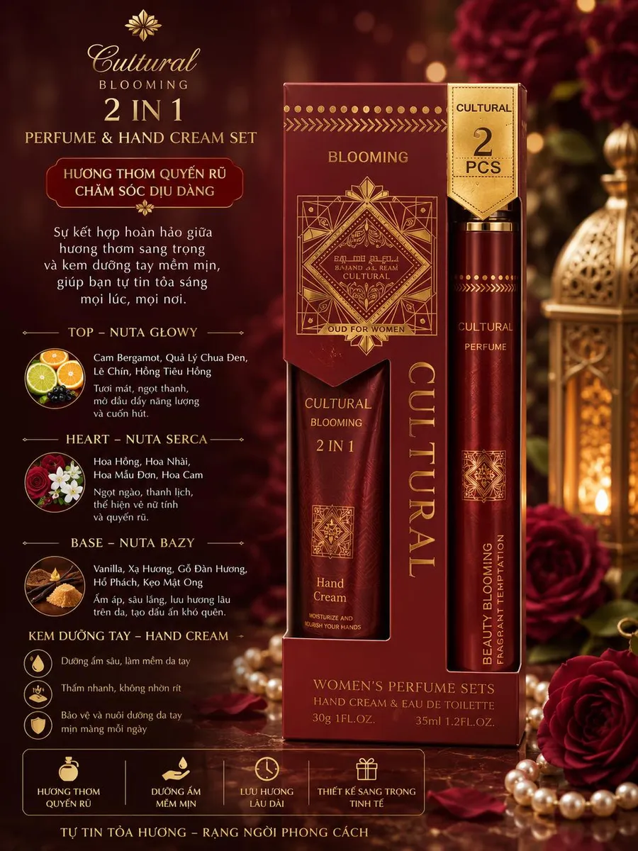 Zestaw Perfum i Kremu do Rąk Cultural Blooming 2w1