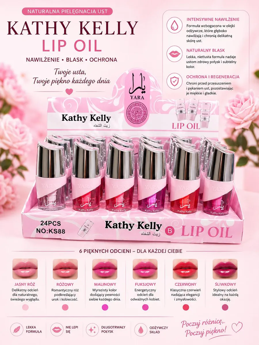Kathy Kelly Lip Oil Olejek do Ust 6 Odcieni Yara