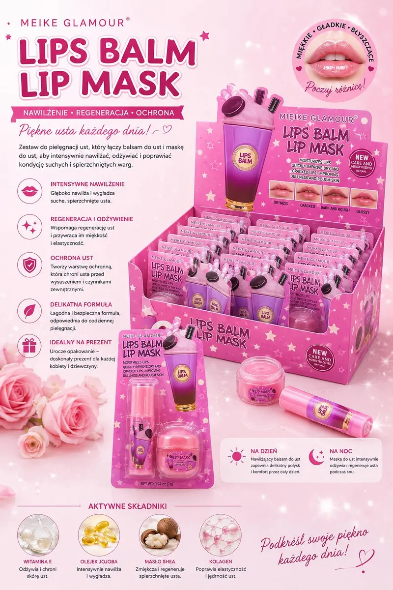 Meike Glamour Lips Balm Lip Mask Zestaw do Ust