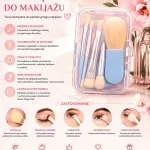 Zestaw Pędzelków do Makijażu 5w1 z Gąbką w Etui