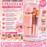Zestaw Gąbeczka i Pędzelki do Makijażu 4w1 w Etui Pudrowy Róż