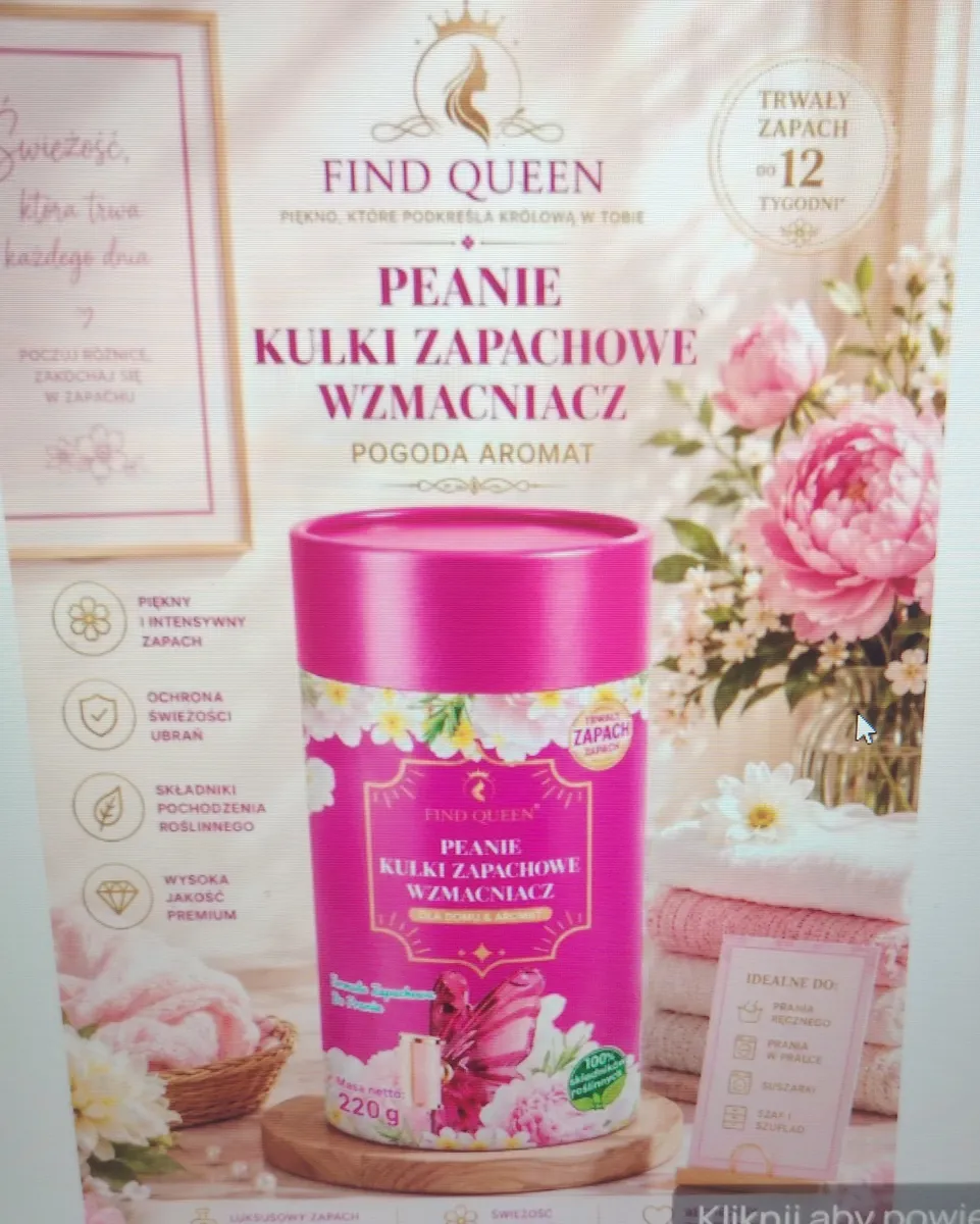 Kulki Zapachowe do Prania Find Queen Peonie 220g