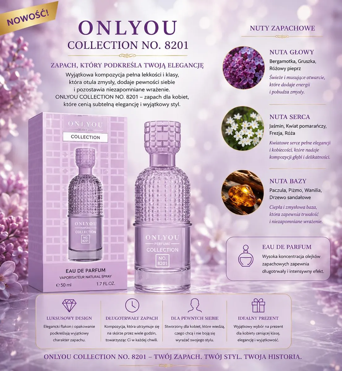 OnlyYou Collection No. 8201 EDP 50ml Bergamotka Jaśmin Paczula