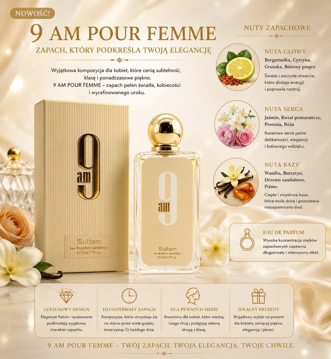 Perfumy 9 AM Pour Femme Sultam 50ml