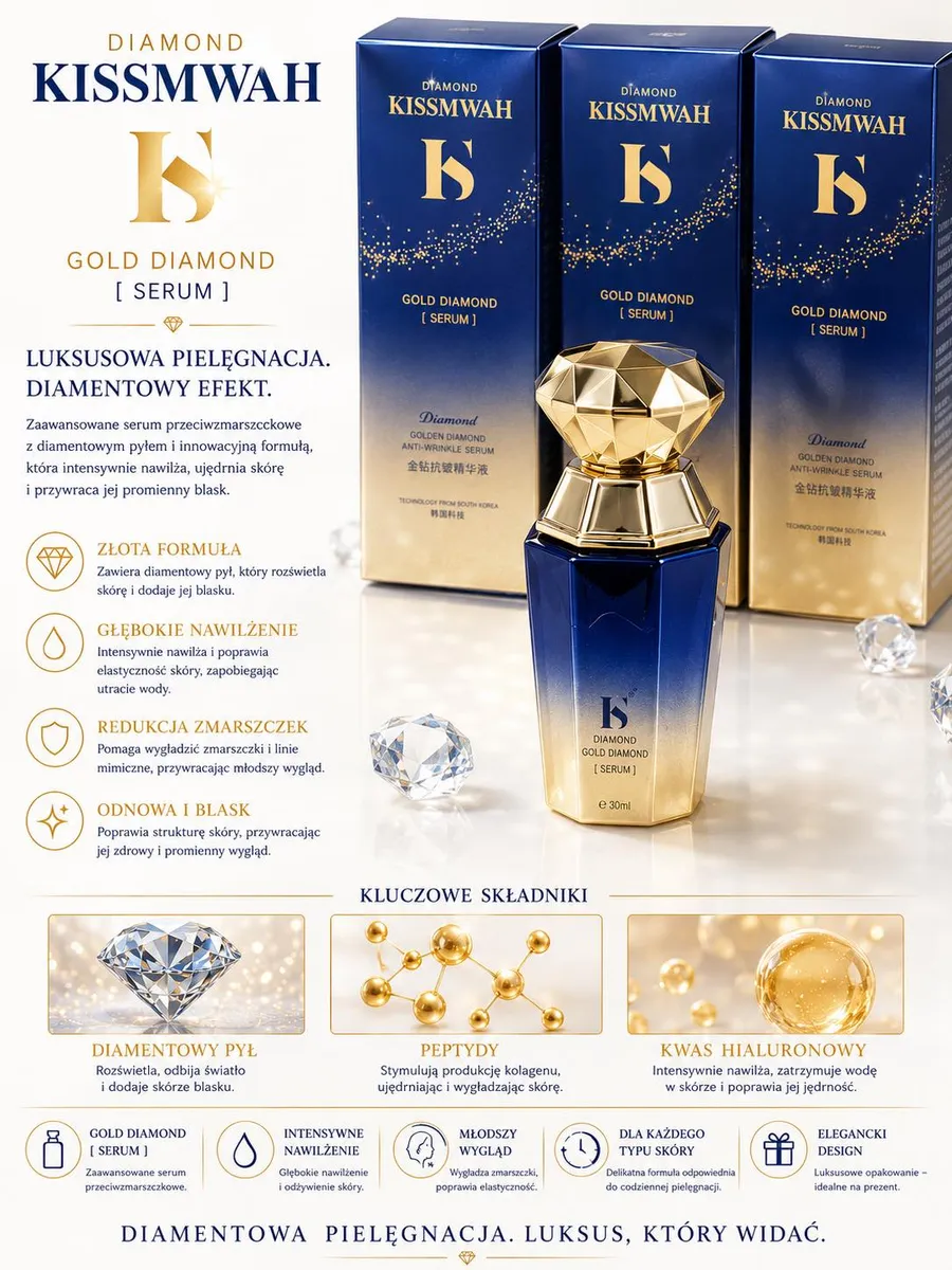 Serum Kissmwah Gold Diamond 30ml z diamentowym pyłem